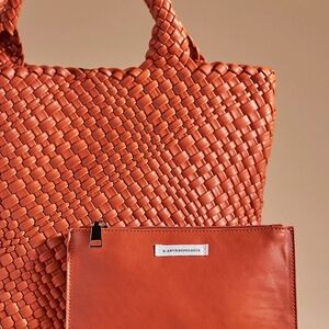 Woven Anthro Tote with Matching Pouch- NWT